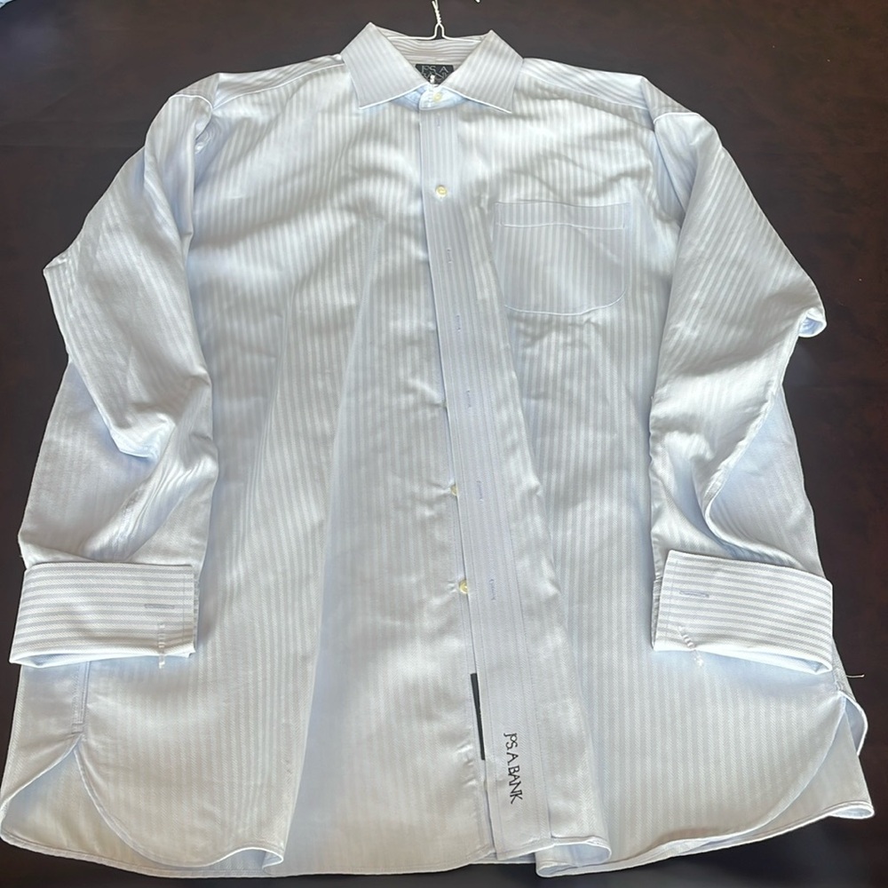 Jos. A. Bank Signature Collection Mens Blue and White Dress Shirt Size 16-1/2